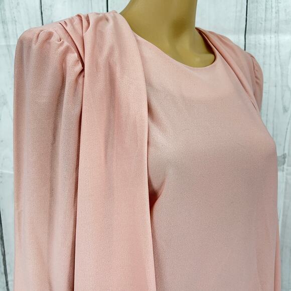 American VINTAGE L.L. Martin US 12 Petite 80s Pink Workwear Overlay Dress - Picture 5 of 14
